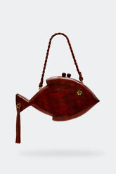 Simon Miller Carved Wooden Fish Clutch