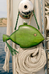 Simon Miller Carved Wooden Fish Clutch