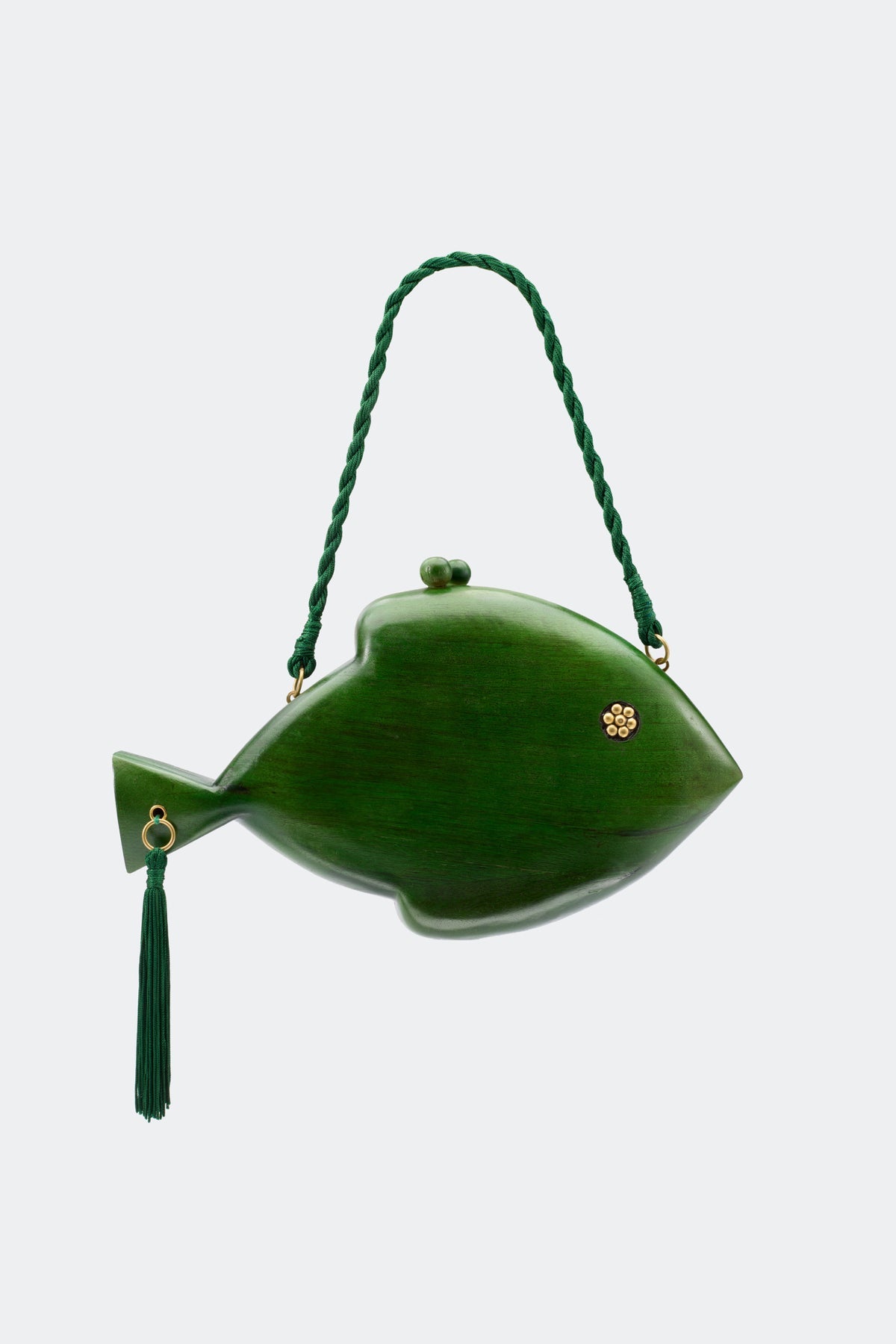Simon Miller Carved Wooden Fish Clutch