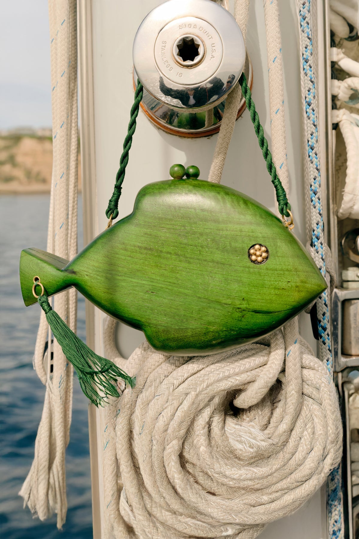 Simon Miller Carved Wooden Fish Clutch