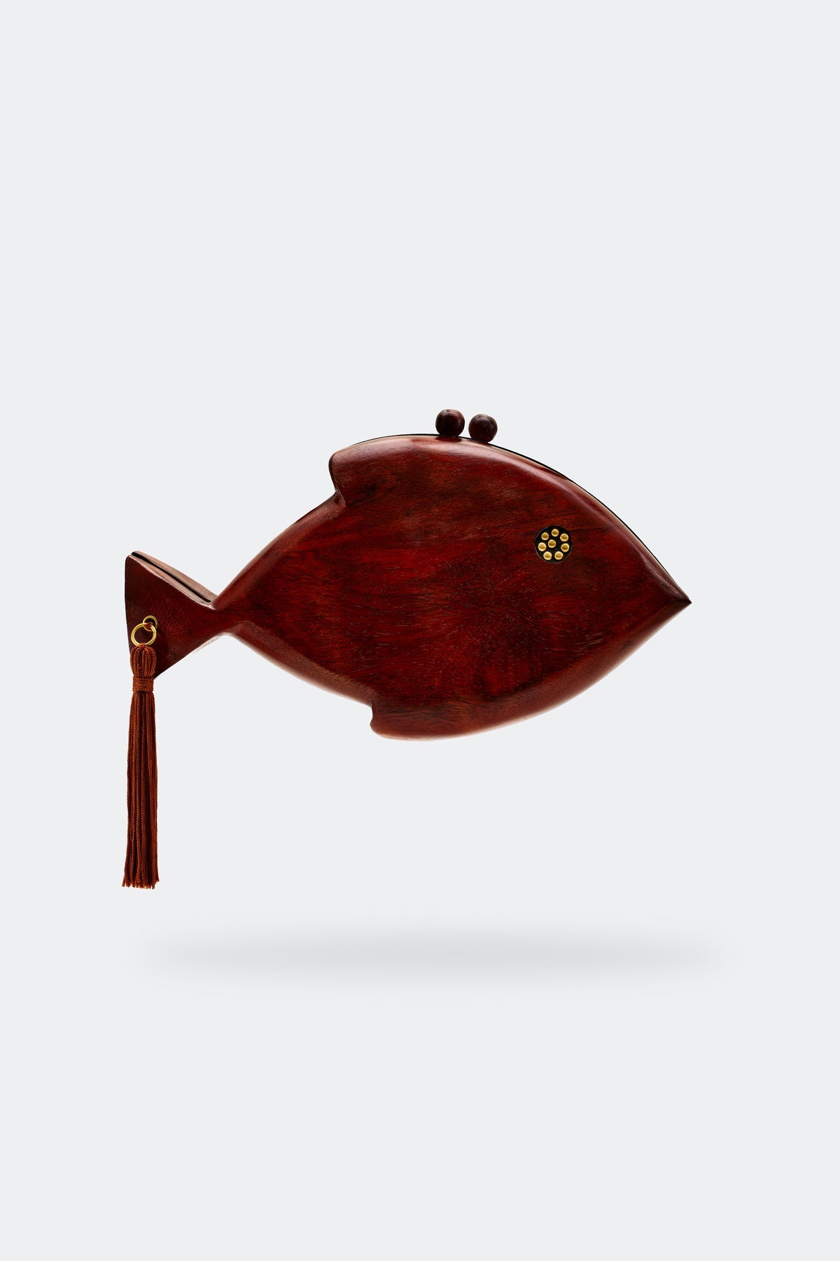 Simon Miller Carved Wooden Fish Clutch