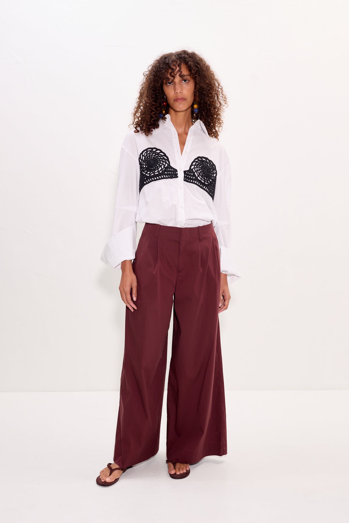 Simon Miller Maren Poplin Crochet Button Up