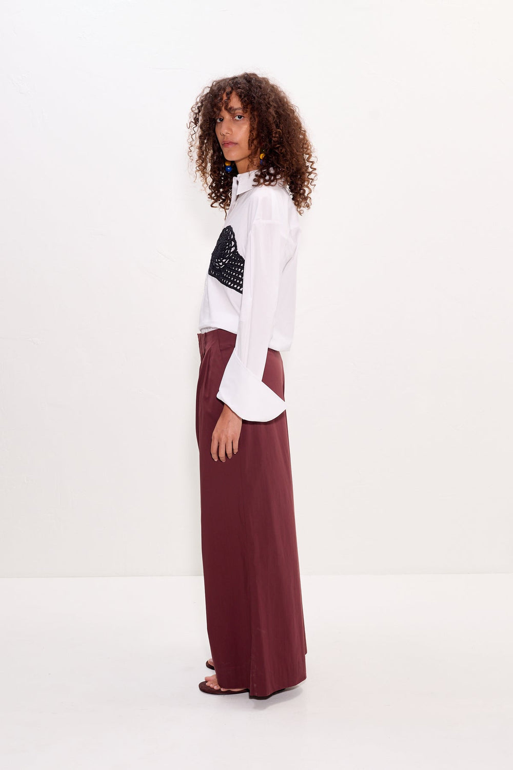 Simon Miller Maren Poplin Crochet Button Up