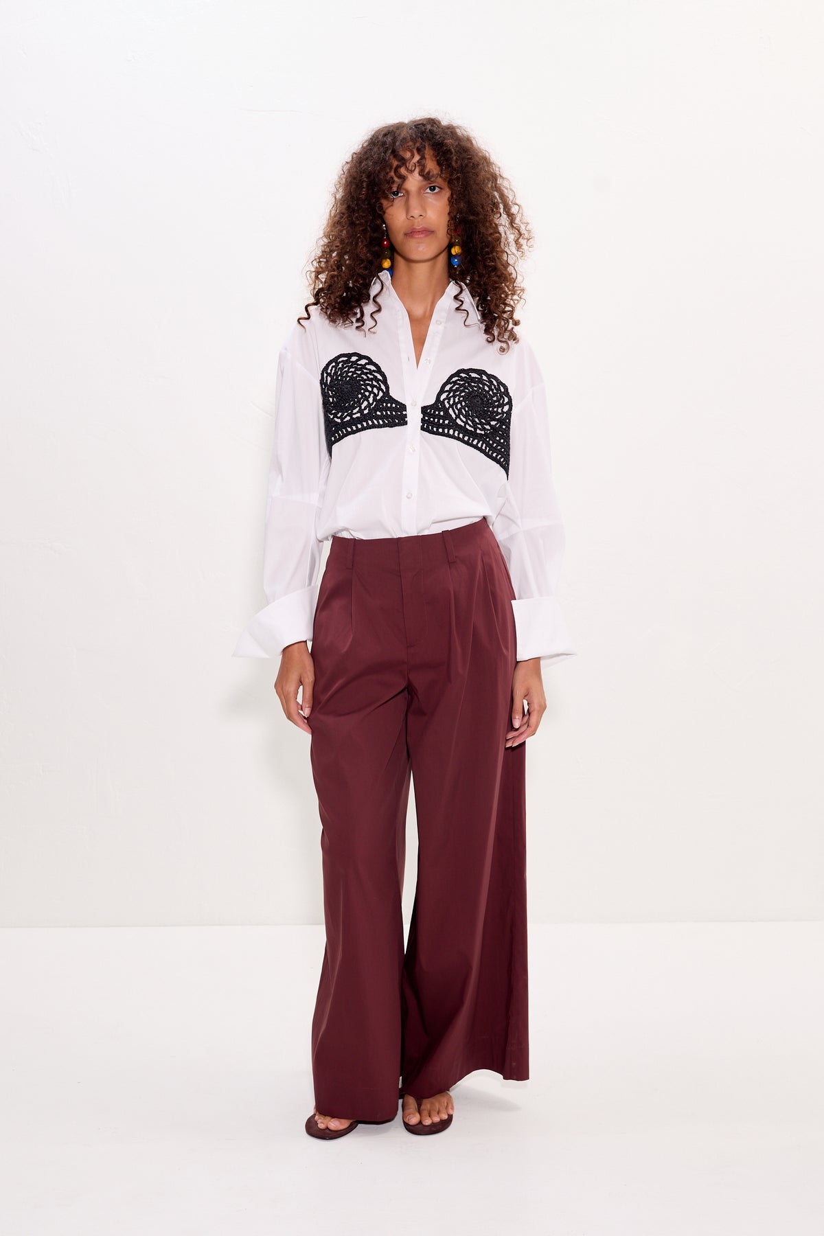 Simon Miller Maren Poplin Crochet Button Up