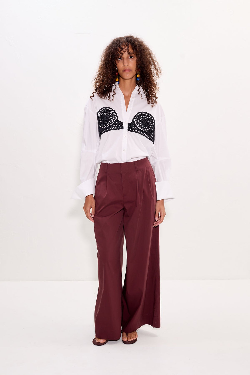 Simon Miller Maren Poplin Crochet Button Up